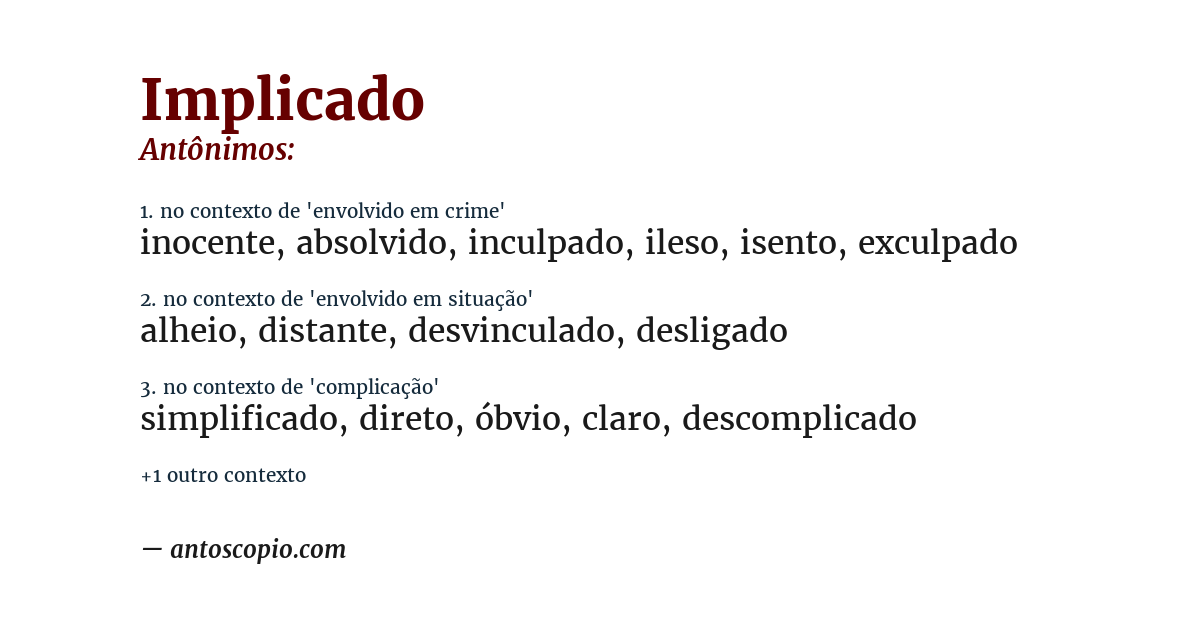 Antônimo de implicado