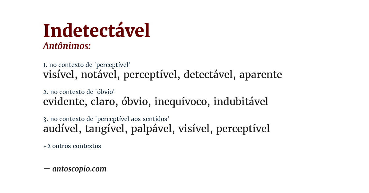 Antônimo de indetectável