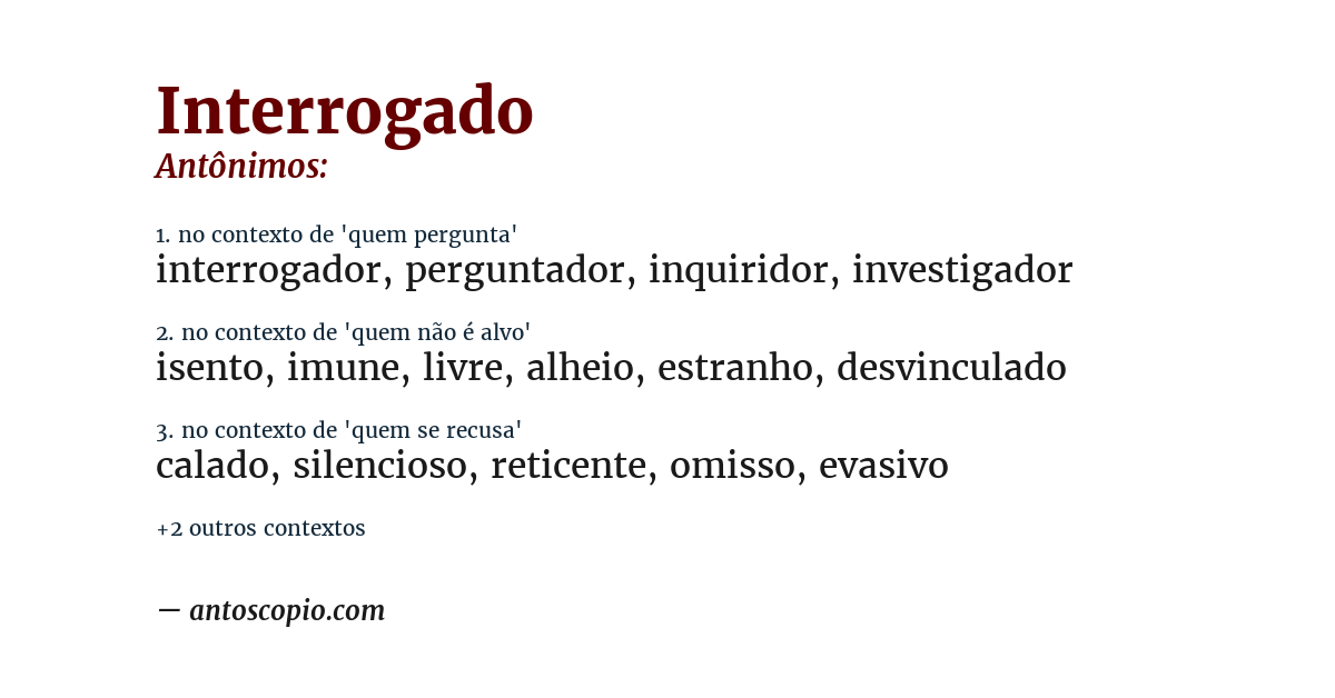 Antônimo de interrogado