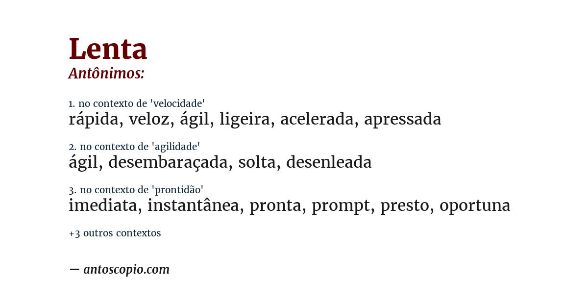 Antônimo de lenta