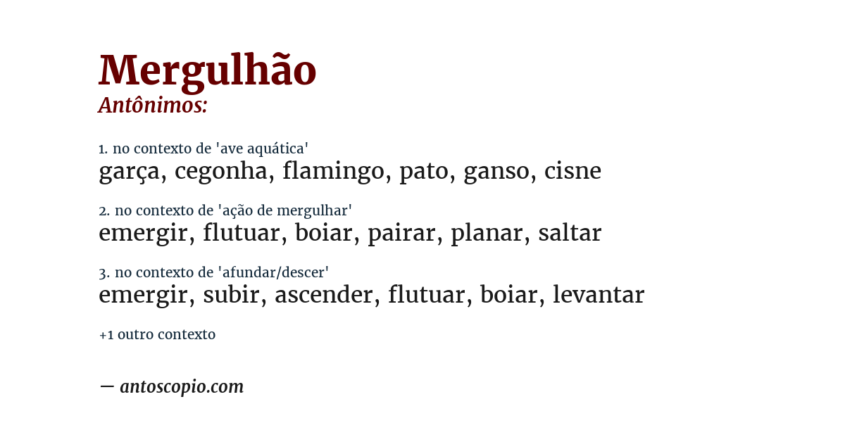 Antônimo de mergulhão