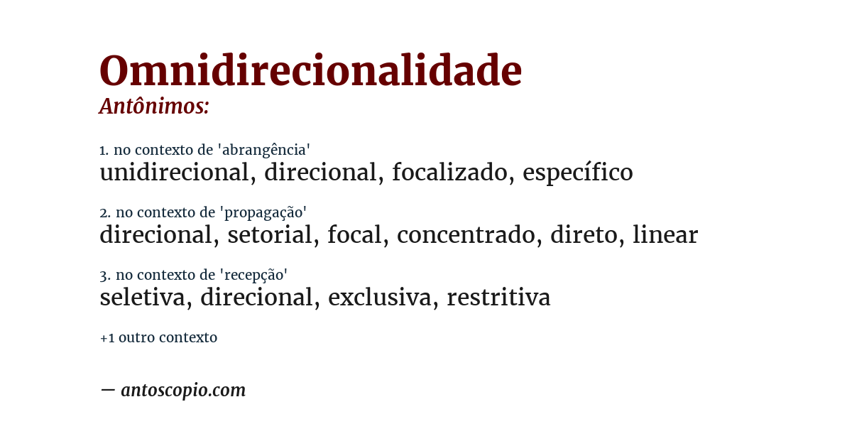 Antônimo de omnidirecionalidade