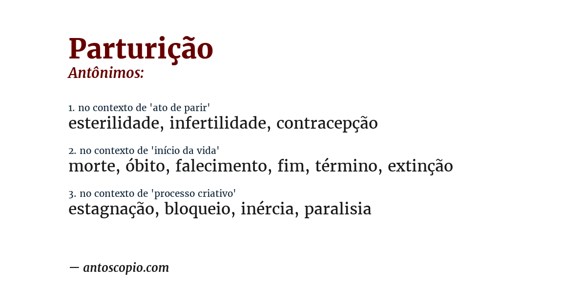 Antônimo de parturição