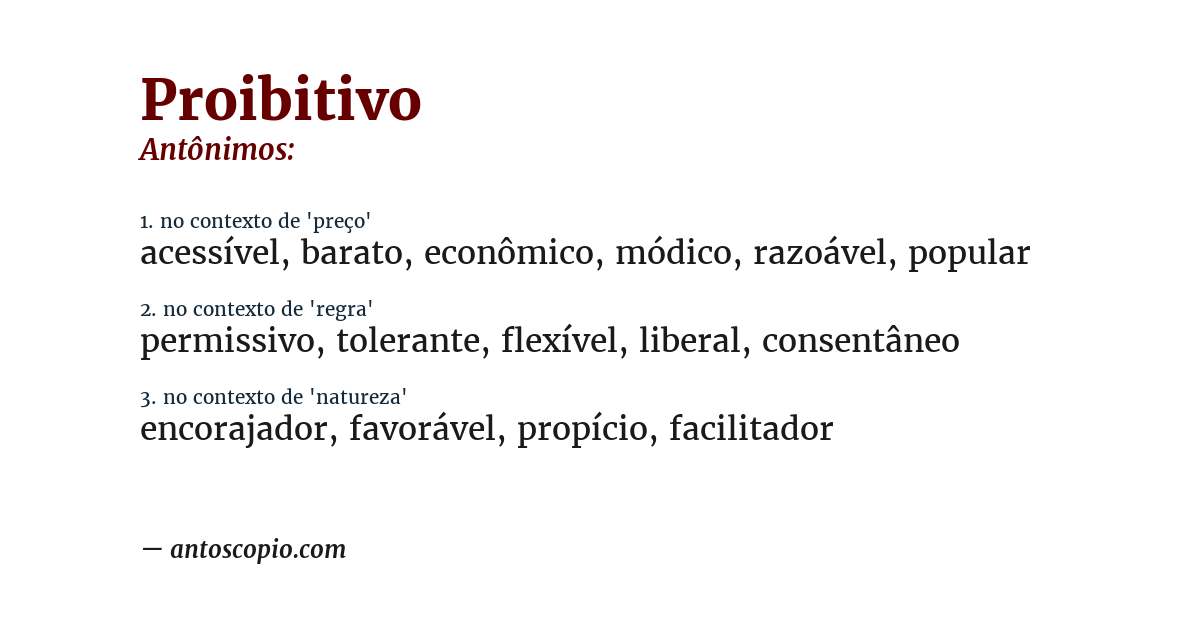 Antônimo de proibitivo