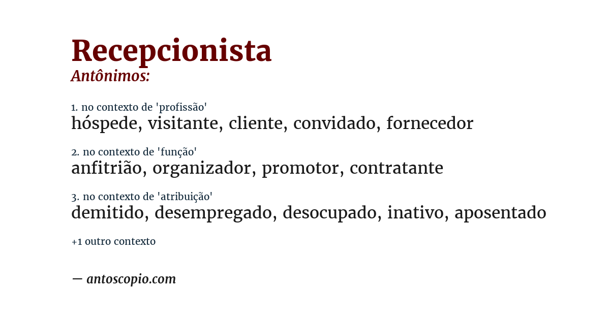 Antônimo de recepcionista