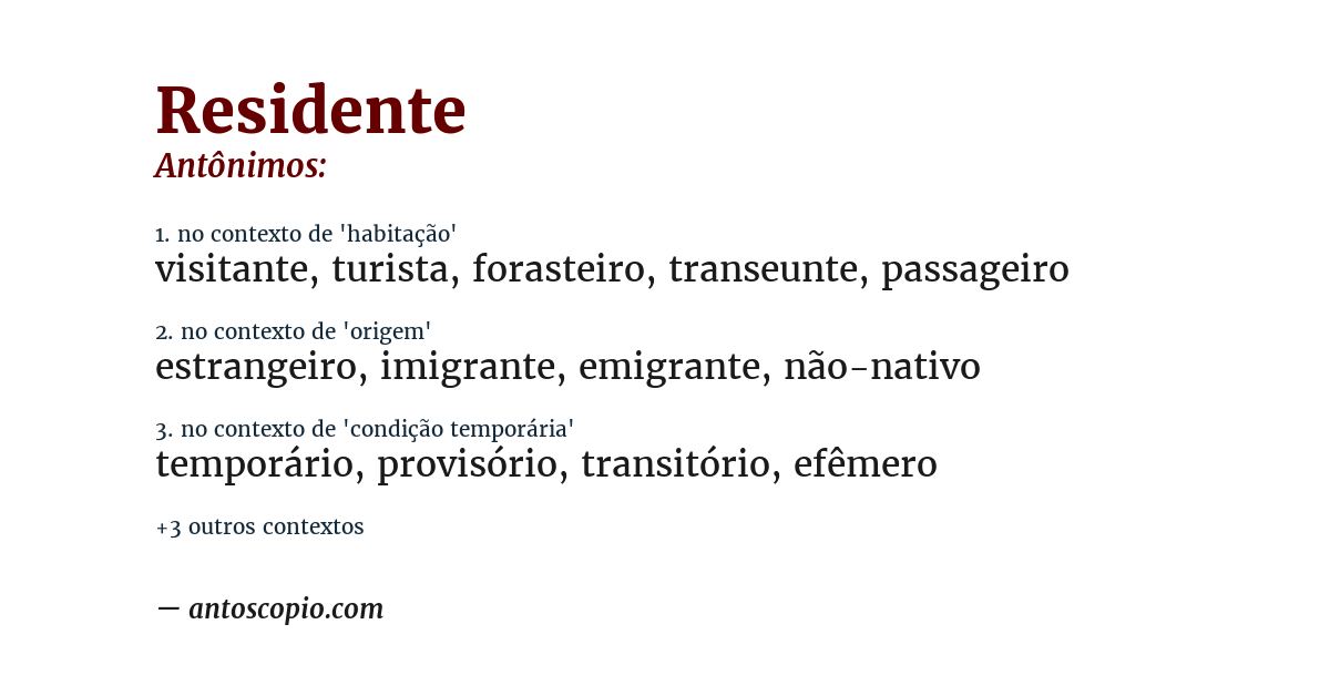 Antônimo de residente