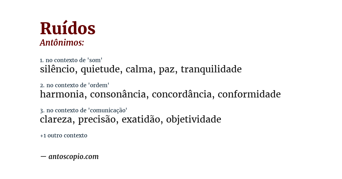 Antônimo de ruídos