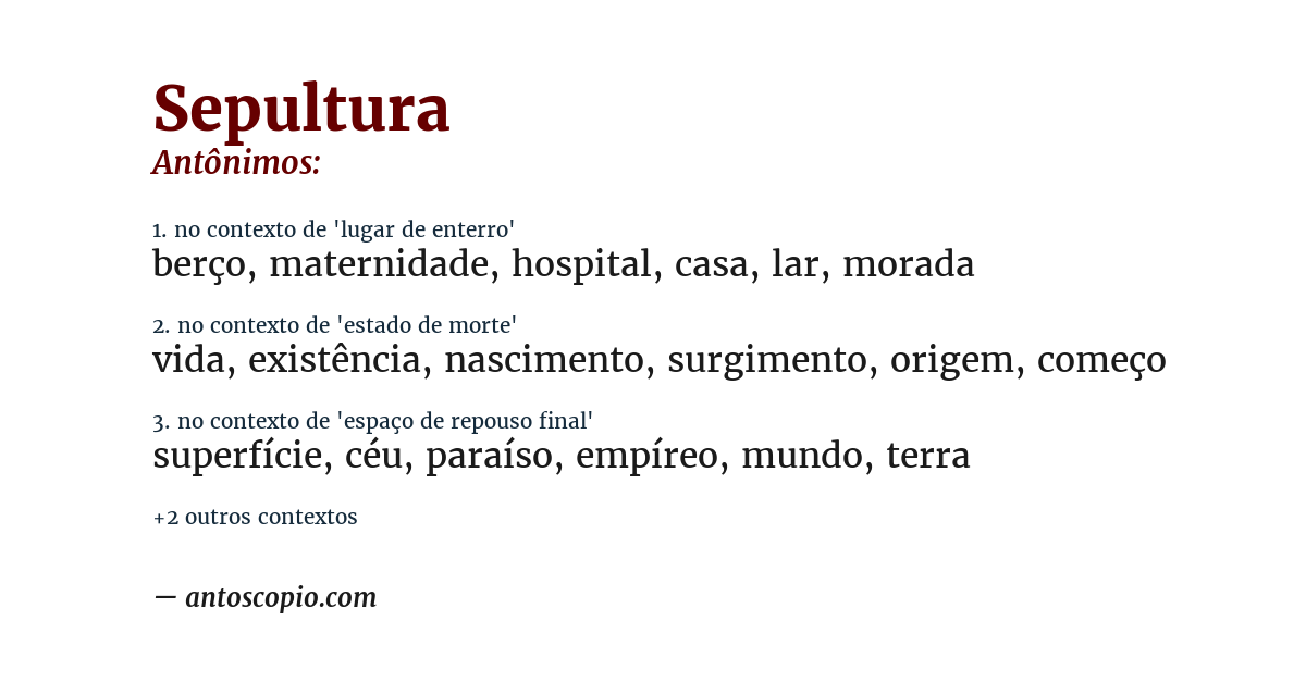 Antônimo de sepultura