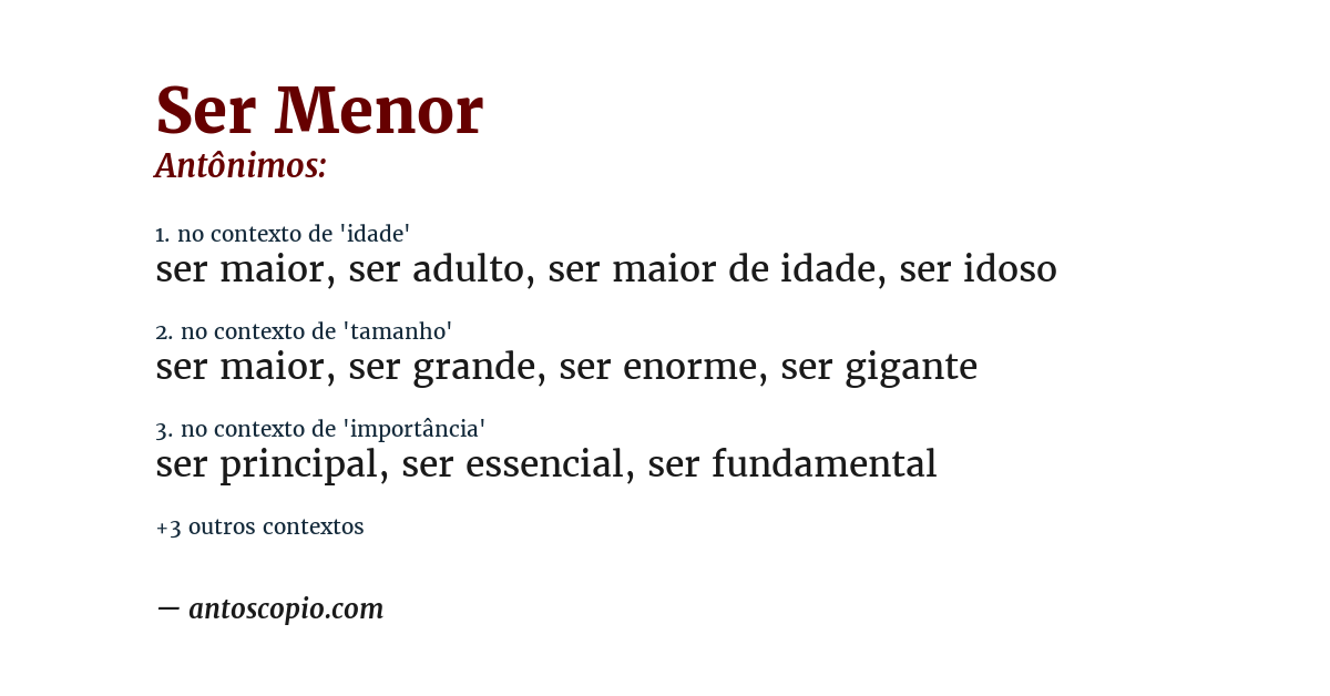 Antônimo de ser menor