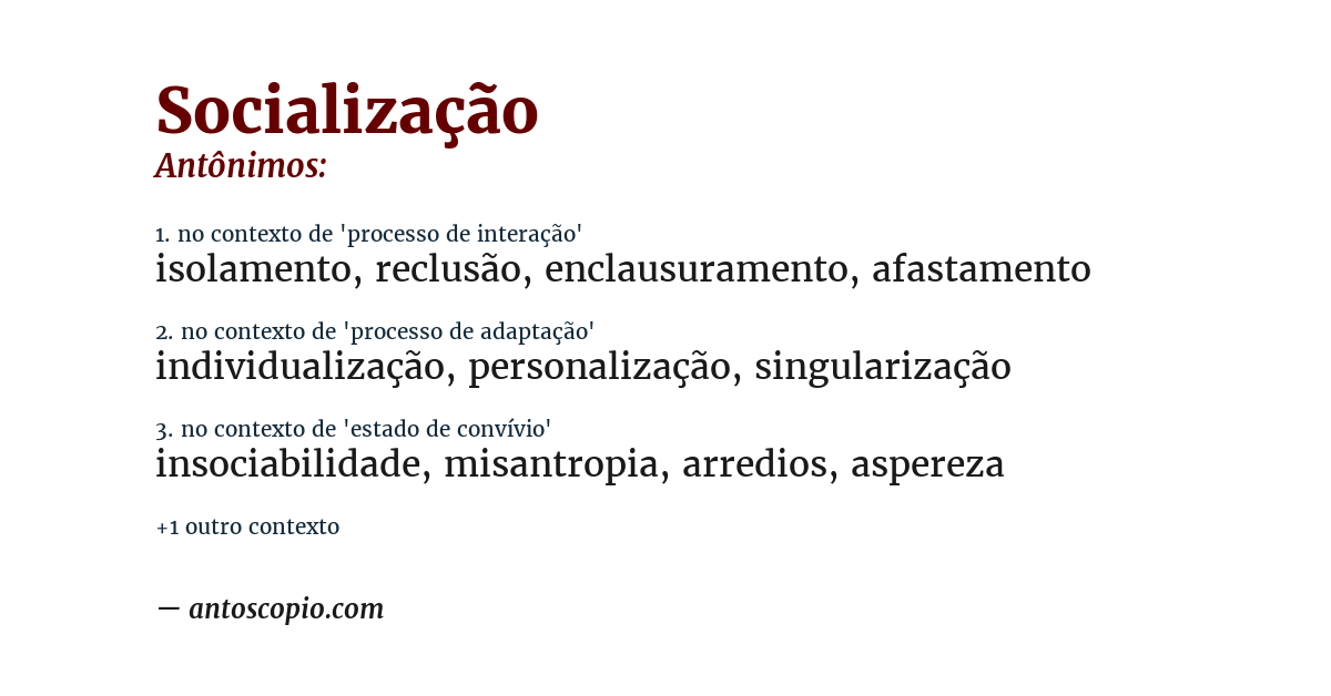 Antônimo de socialização