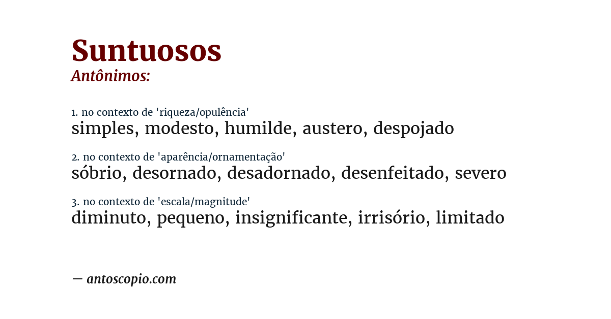 Antônimo de suntuosos