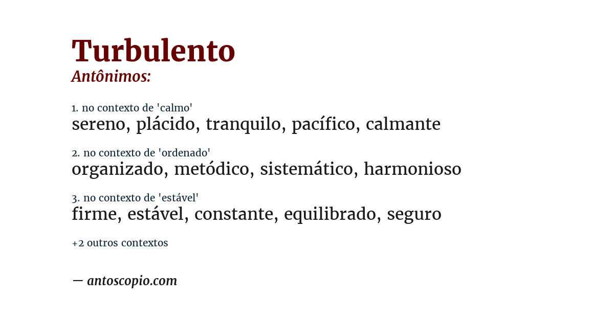 Antônimo de turbulento