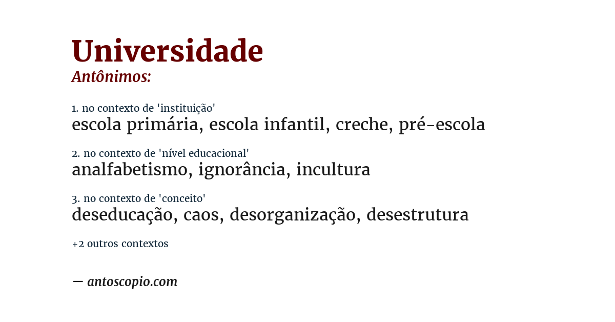 Antônimo de universidade