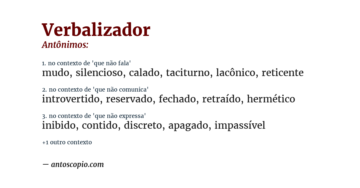Antônimo de verbalizador