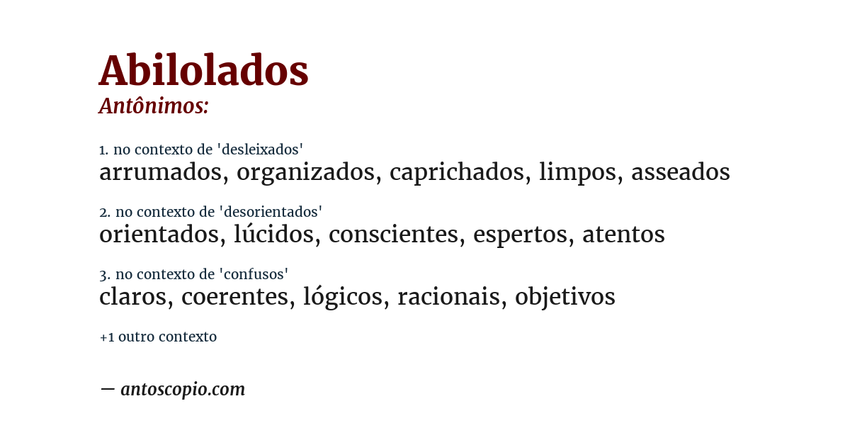 Antônimo de abilolados