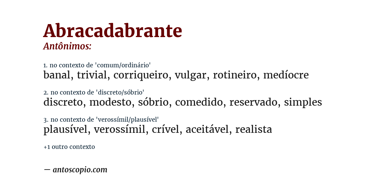 Antônimo de abracadabrante