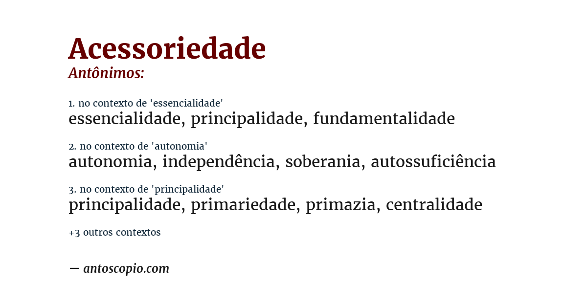 Antônimo de acessoriedade