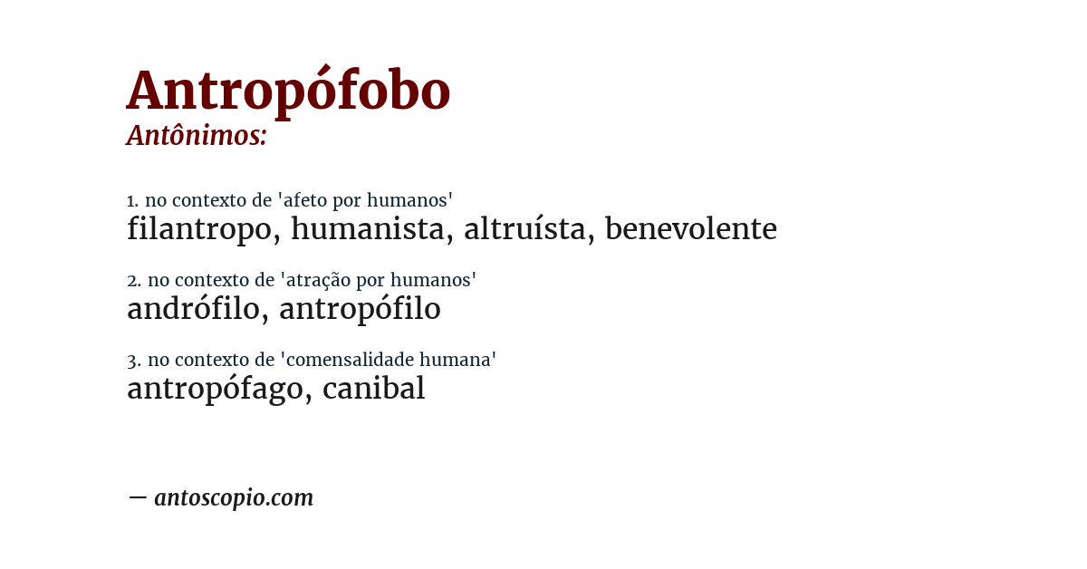 Antônimo de antropófobo