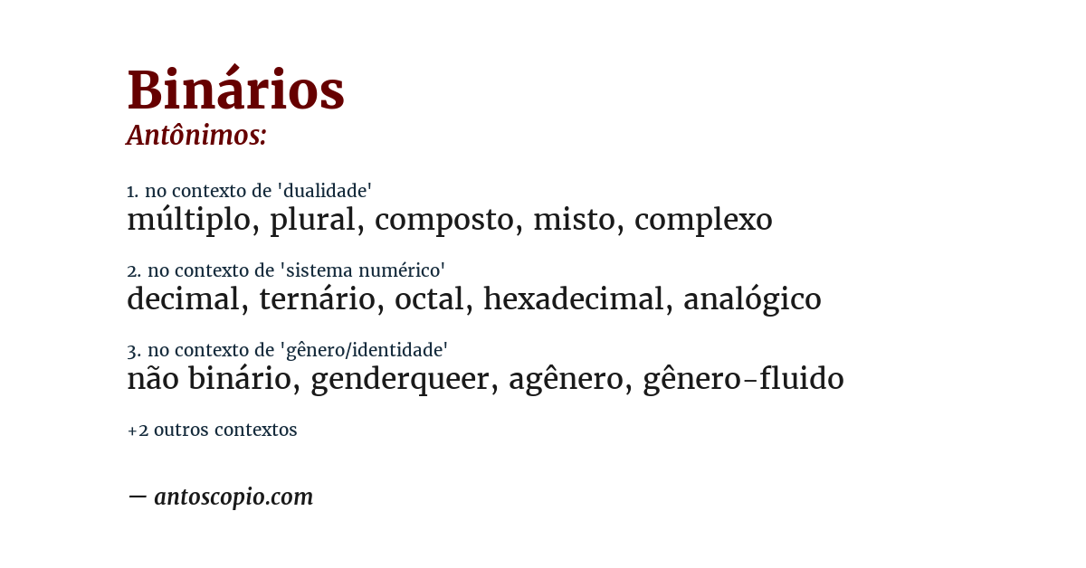 Antônimo de binários