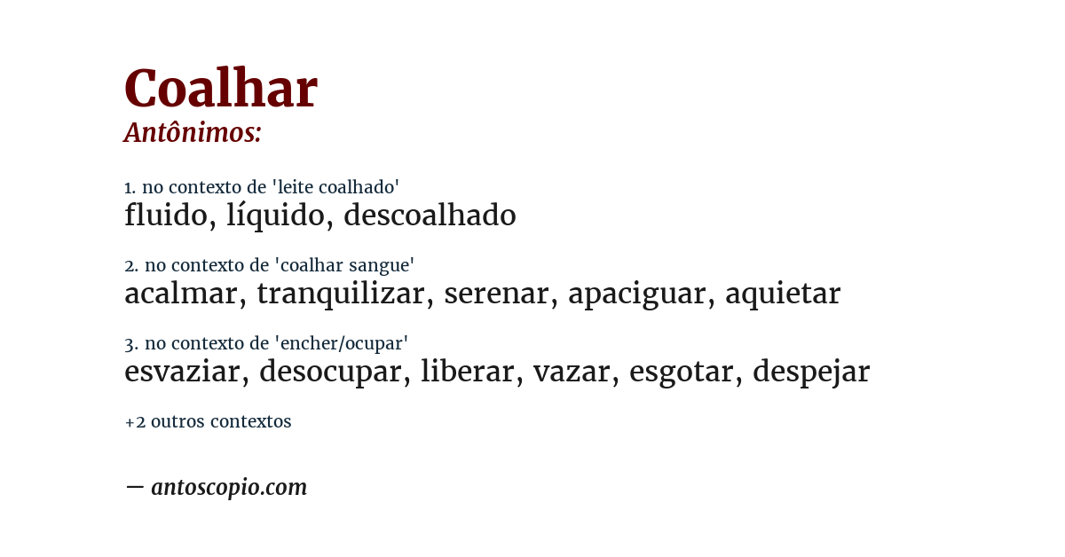 Antônimo de coalhar