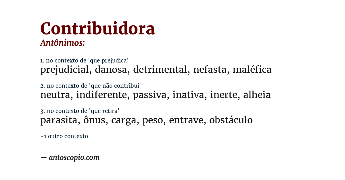 Antônimo de contribuidora