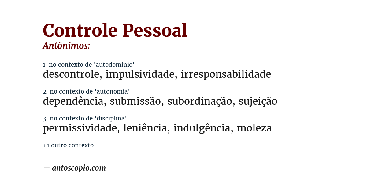 Antônimo de controle pessoal