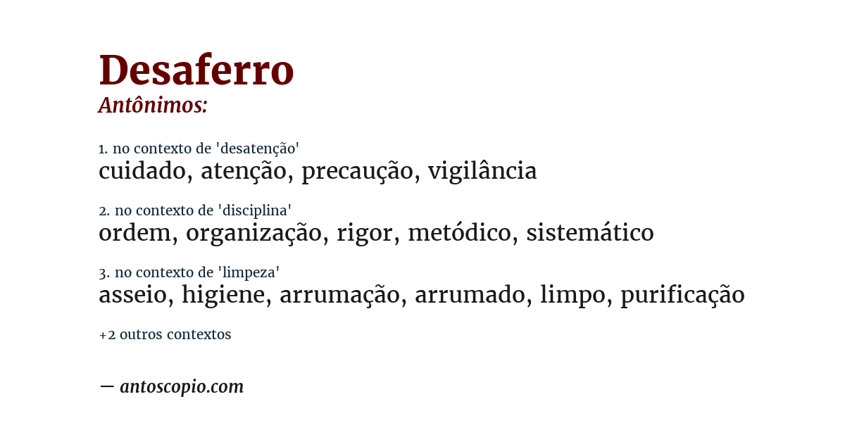 Antônimo de desaferro