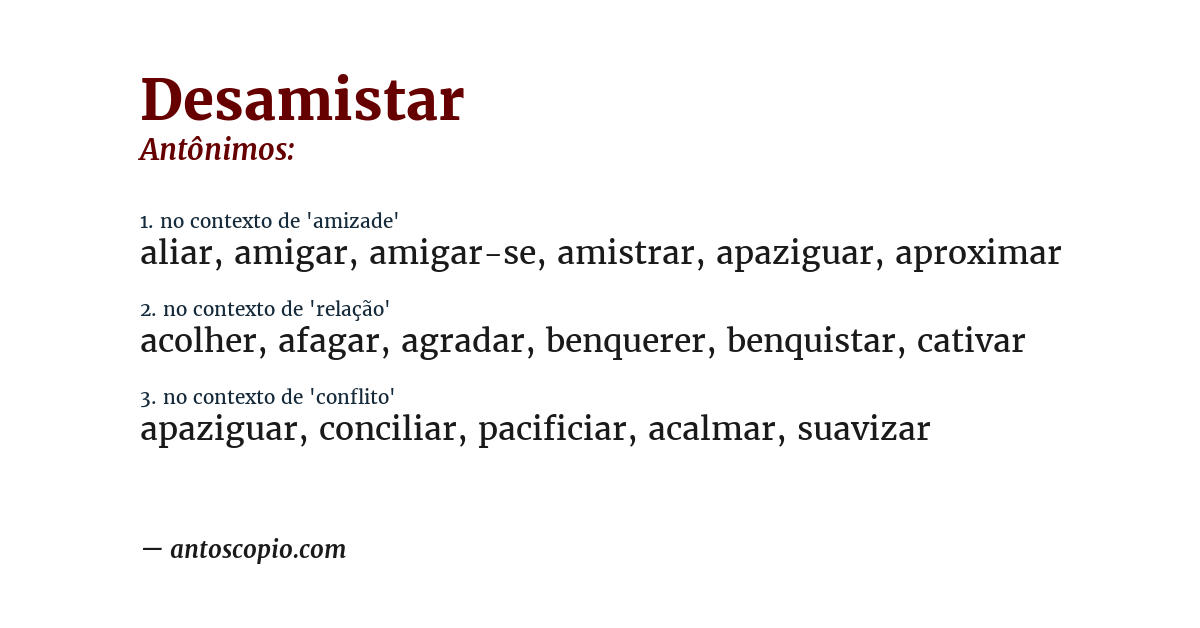 Antônimo de desamistar