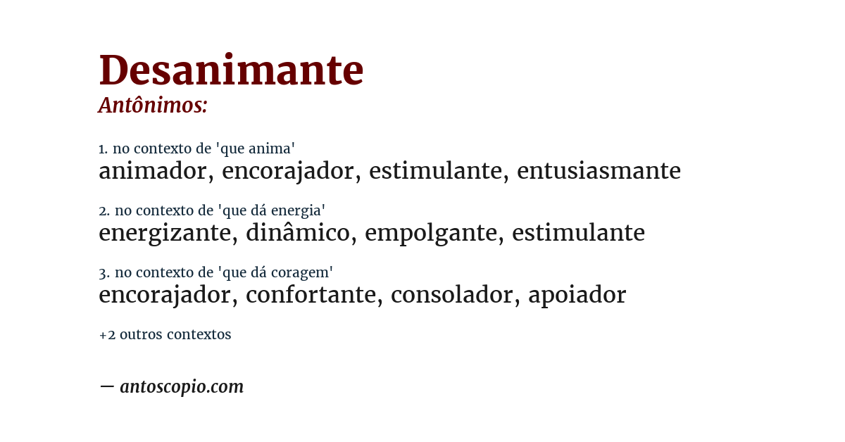 Antônimo de desanimante