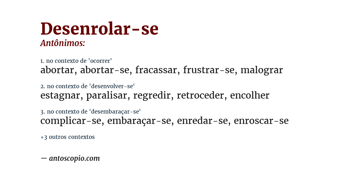 Antônimo de desenrolar-se