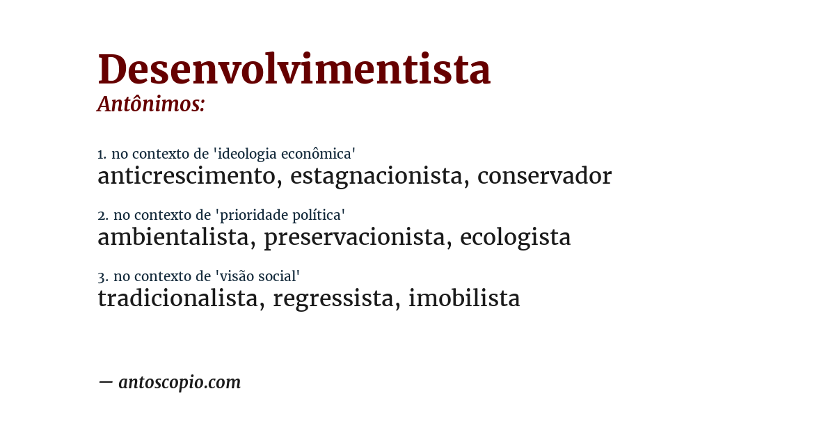 Antônimo de desenvolvimentista