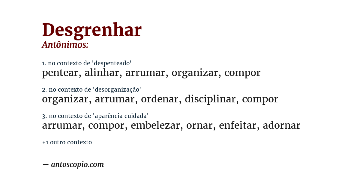 Antônimo de desgrenhar