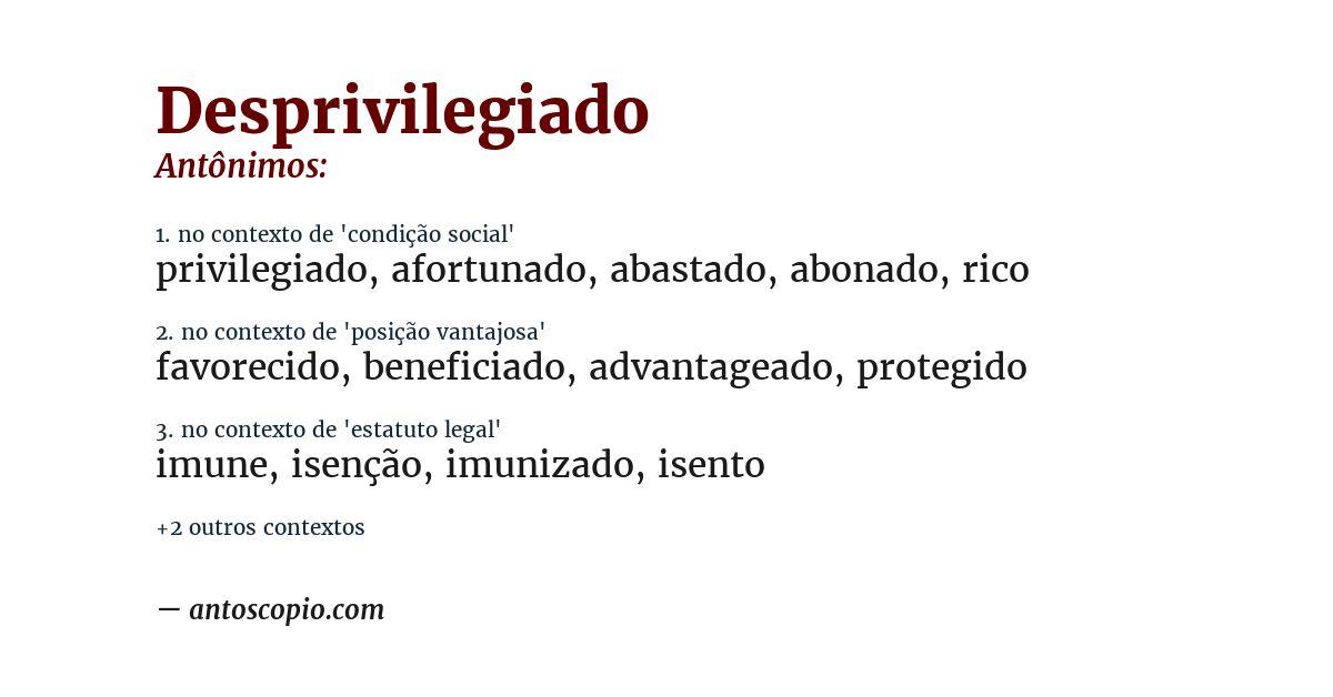 Antônimo de desprivilegiado