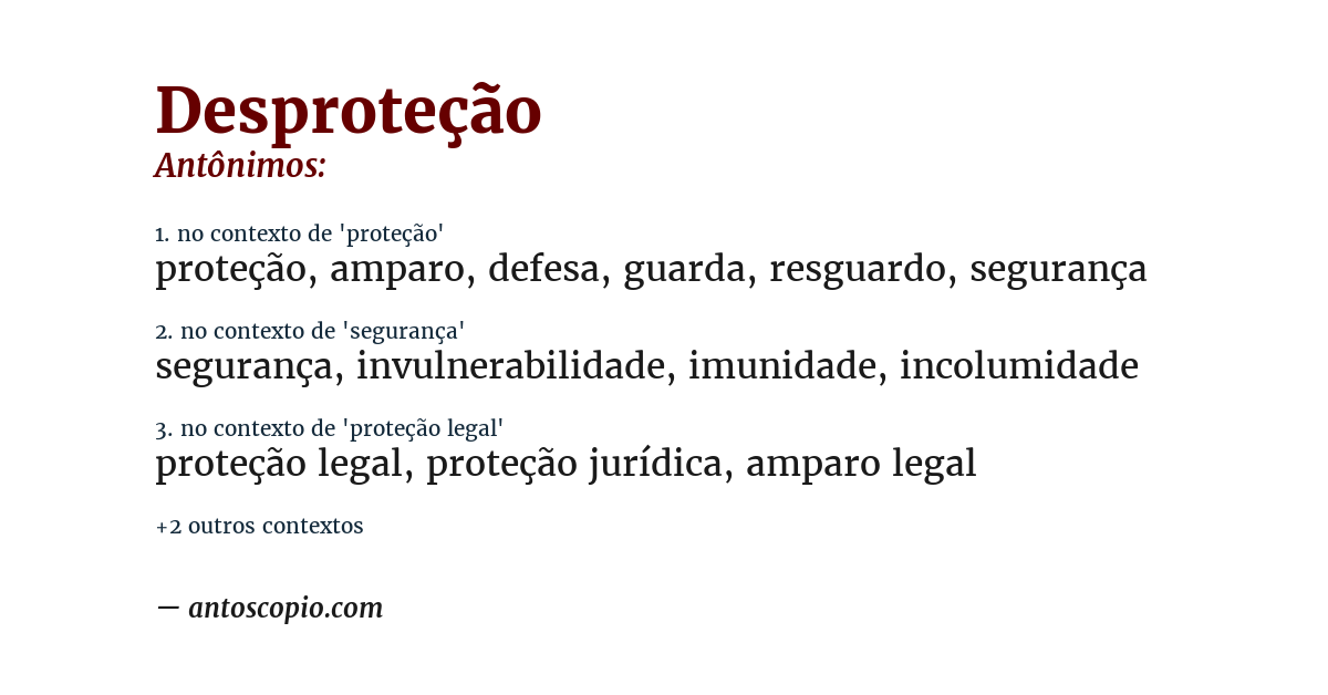 Antônimo de desproteção