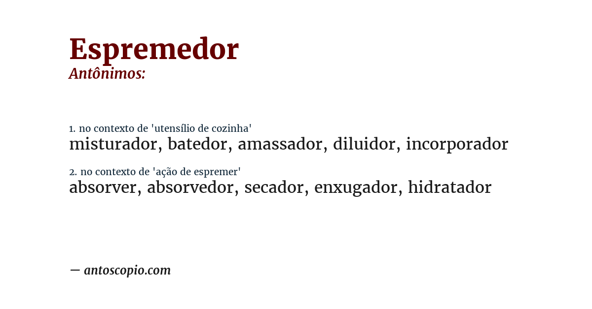 Antônimo de espremedor