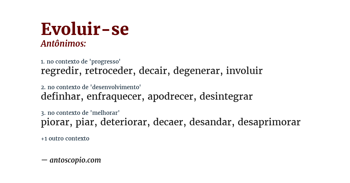 Antônimo de evoluir-se