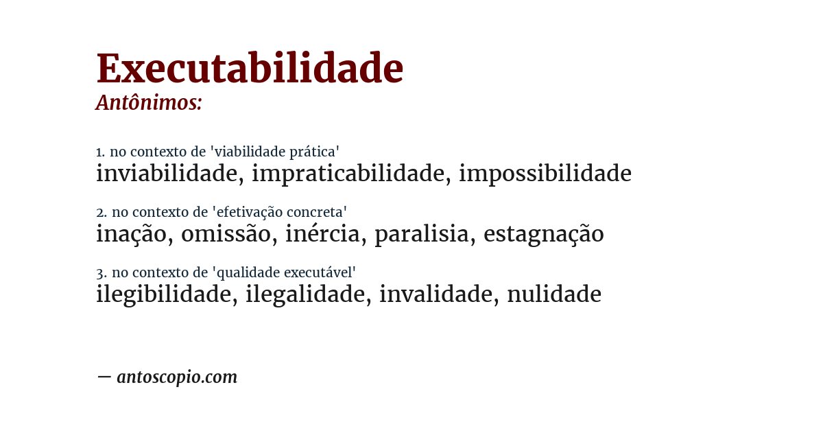 Antônimo de executabilidade