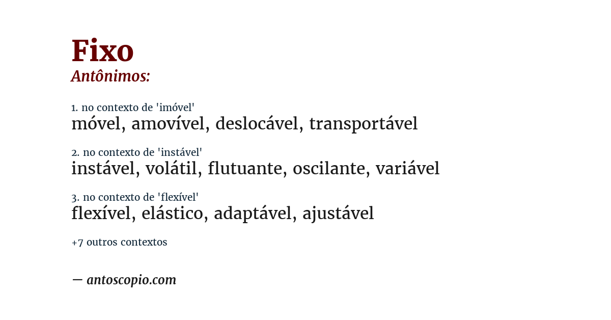 Antônimo de fixo