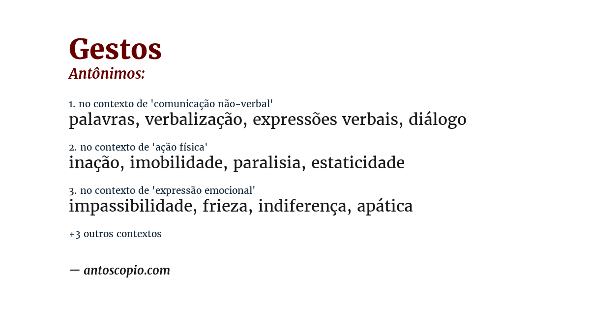 Antônimo de gestos