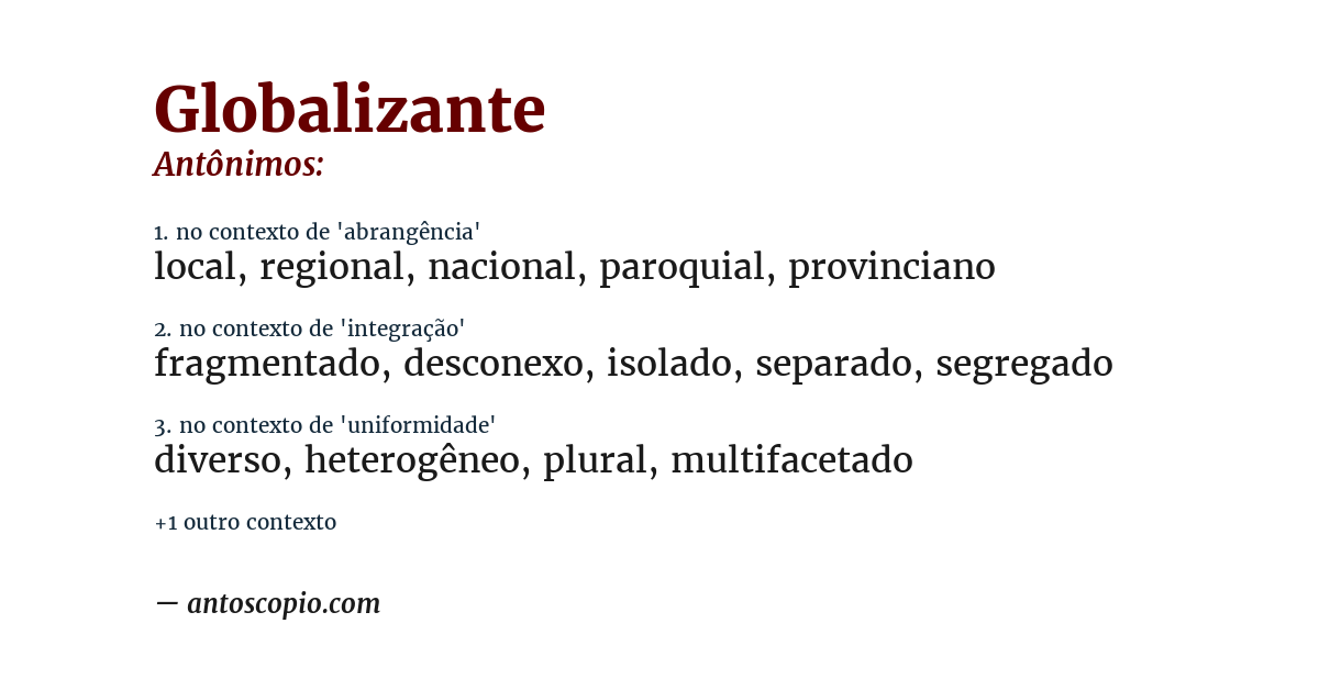 Antônimo de globalizante