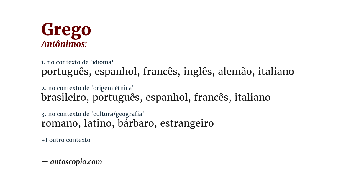 Antônimo de grego