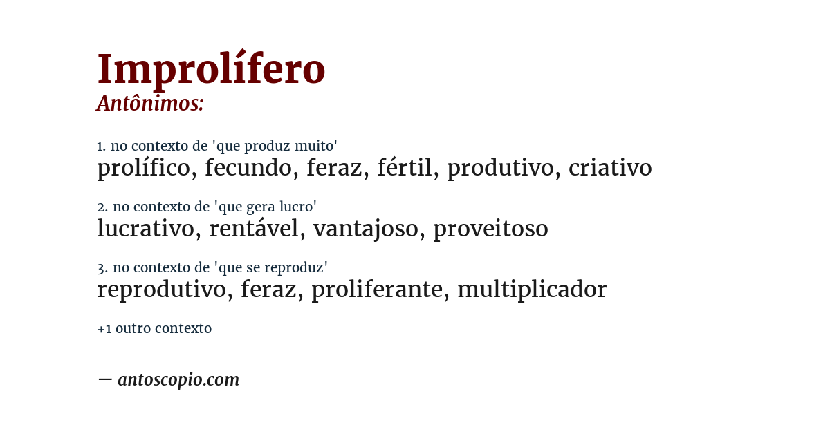 Antônimo de improlífero