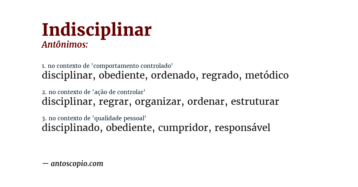 Antônimo de indisciplinar