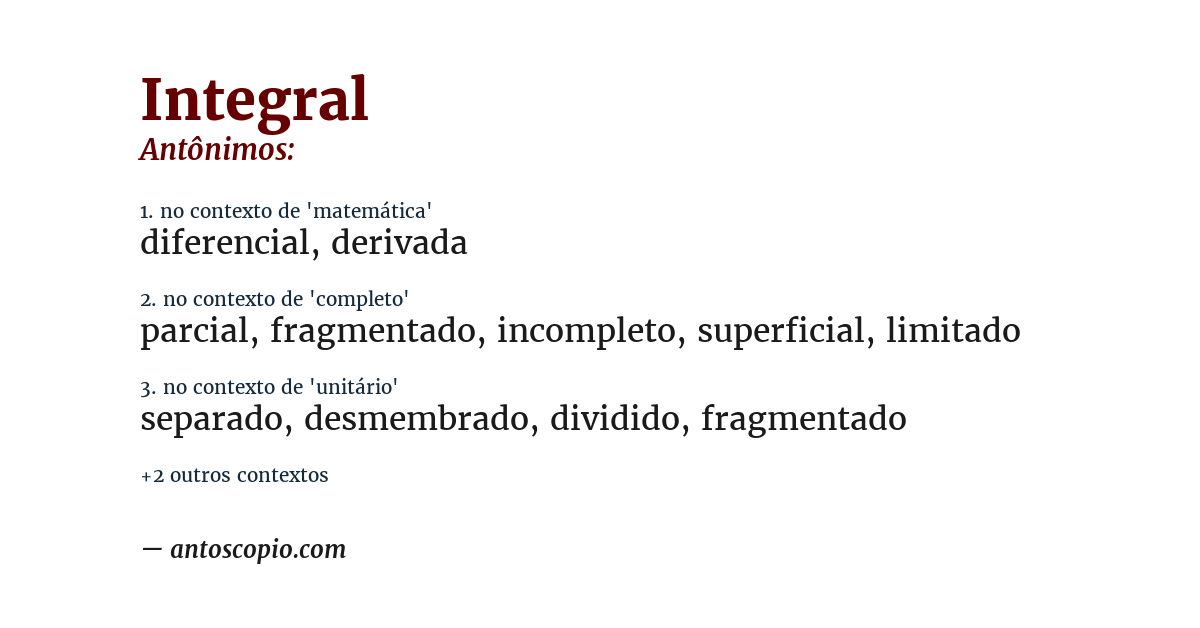 Antônimo de integral