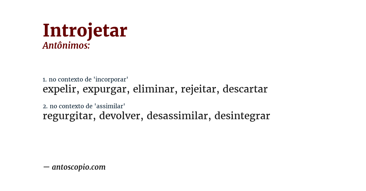 Antônimo de introjetar