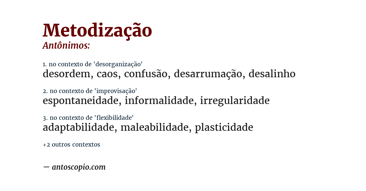 Antônimo de metodização