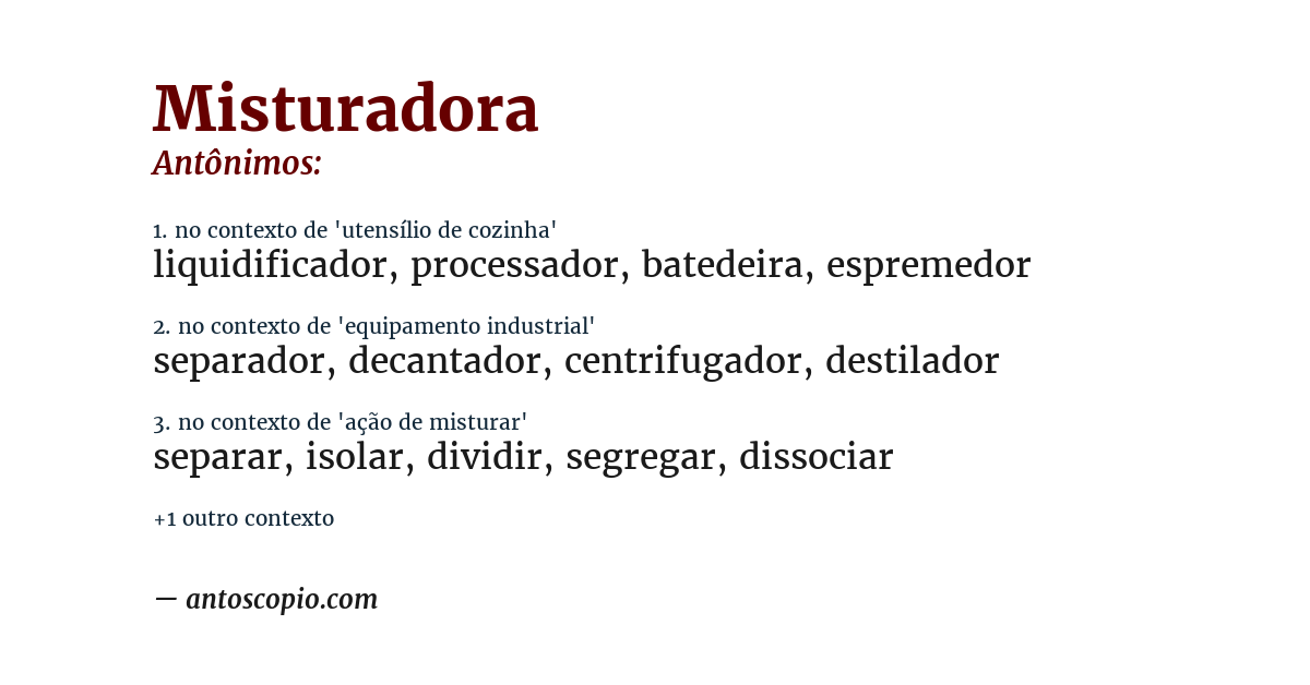 Antônimo de misturadora