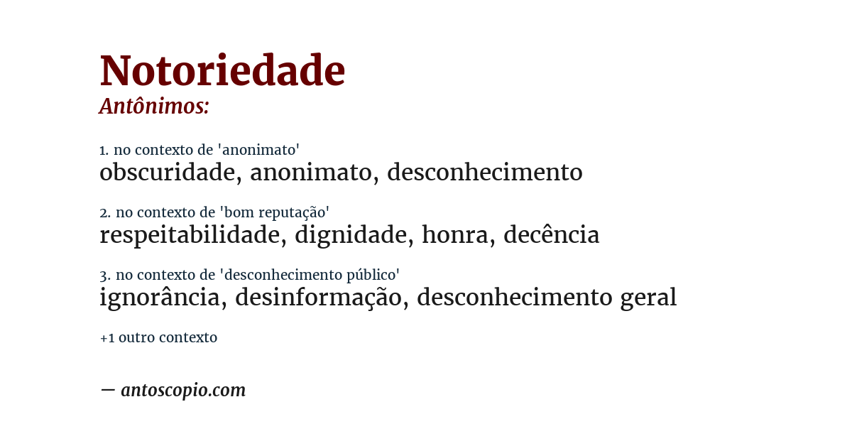 Antônimo de notoriedade