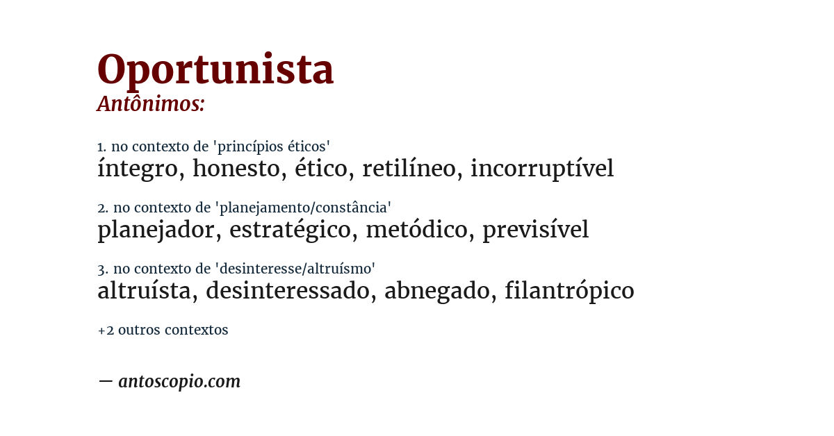 Antônimo de oportunista