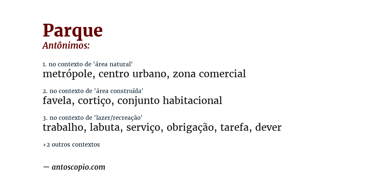Antônimo de parque